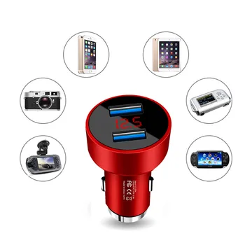 

New Car Accessories 3.1A Dual USB professional Car Charger 2 Port LCD Display 12-24V Cigarette Socket Lighter High Quality #O3
