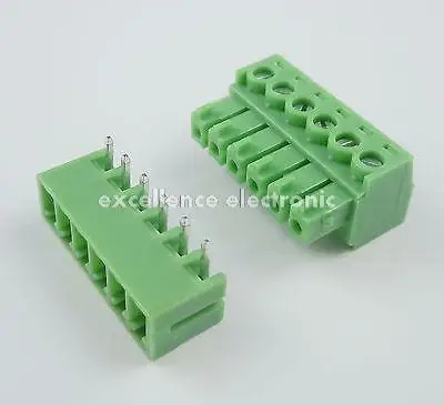 

10 Pcs 3.81mm Pitch 6 Pin Angle Screw Pluggable Terminal Block Plug Connector