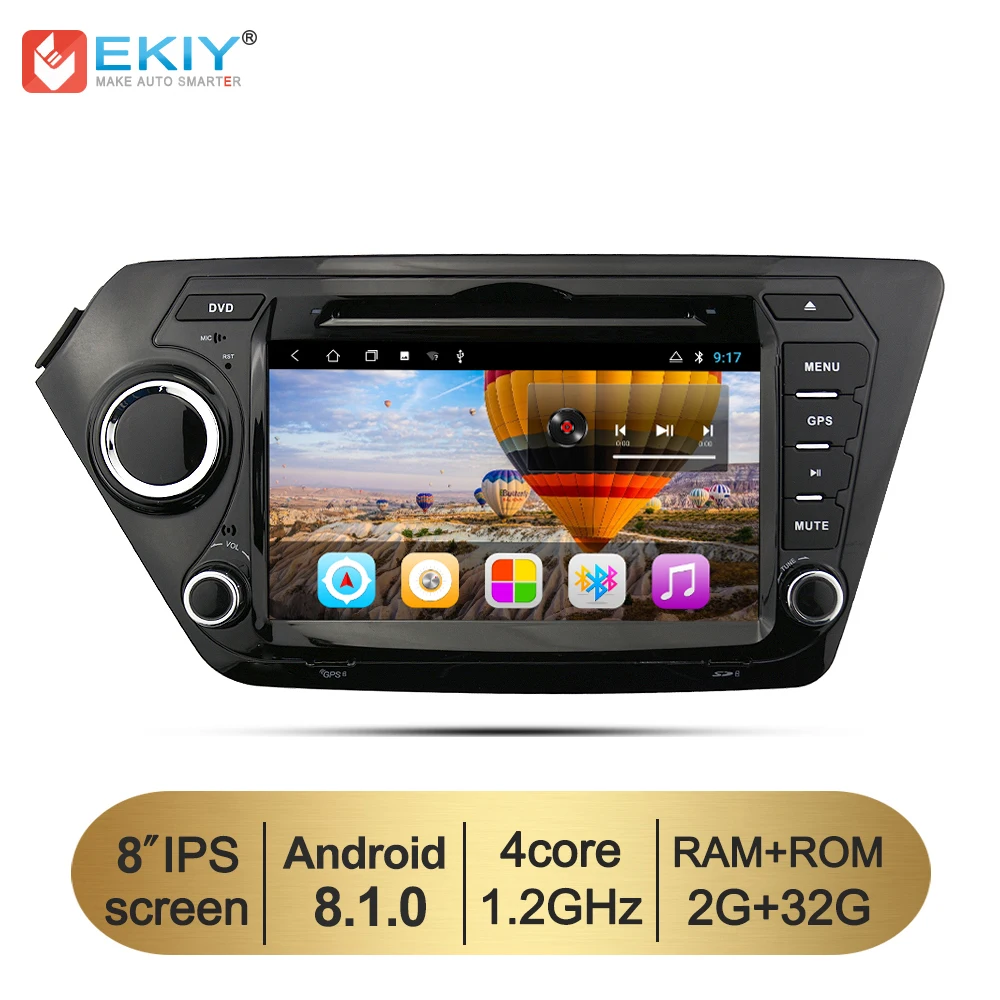 EKIY Android 8,1 2 Din Автомобильный мультимедийный плеер для Kia Rio K2 DVD стерео радио видео плеер gps Navi 2G+ 32G четырехъядерный Wifi OBD BT