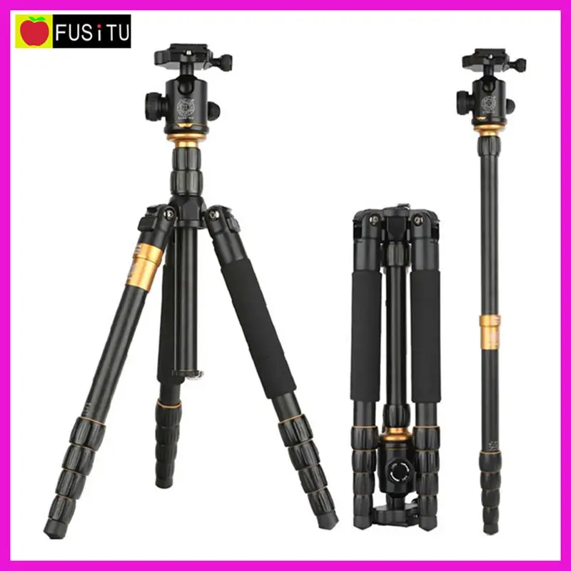 

QZSD Q-666 Professional Portable Aluminum Alloy Camera Tripod Monopod with Q02 Ball Head for Travel Canon Nikon