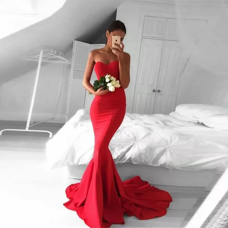 

robe de soiree Off Shoulder Evening Dress Custom Made Formal Dresses Red Sweetheart Evening Gowns Elegant Long abiye 2019