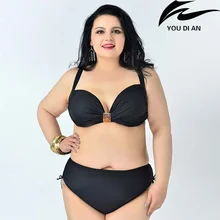 fat swimear plug size solid bikini swimsuit large size Europe Russian Swimming suit beachwear