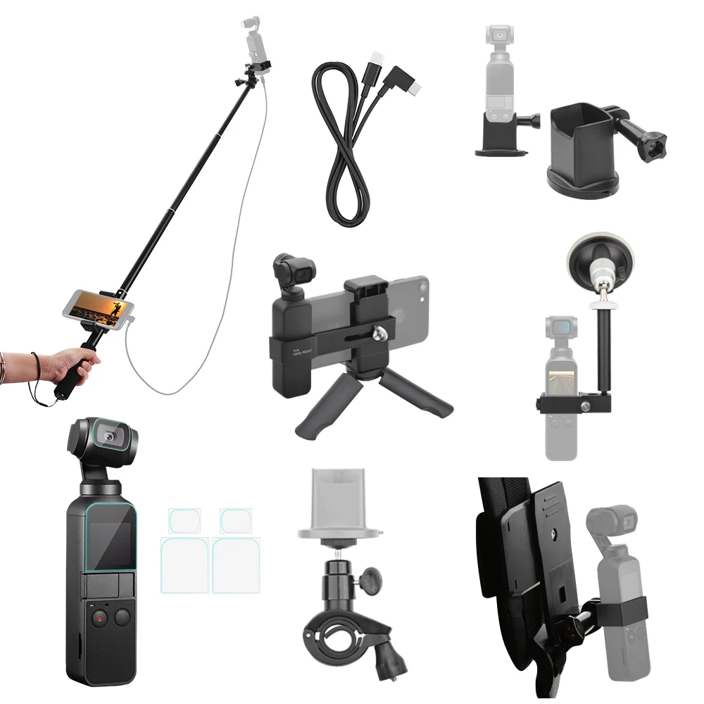

HOT 8Pcs/Set Phone Extension Connect Cable+Extension Rod+Tripod Kit For DJI OSMO POCKET BUS66