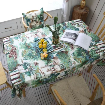 

Printed Carriage 100%Cotton Dustproof Table Runner Thicken Table Cloth Cover Cushion Cover Placemat Background Cloth Hotel Home