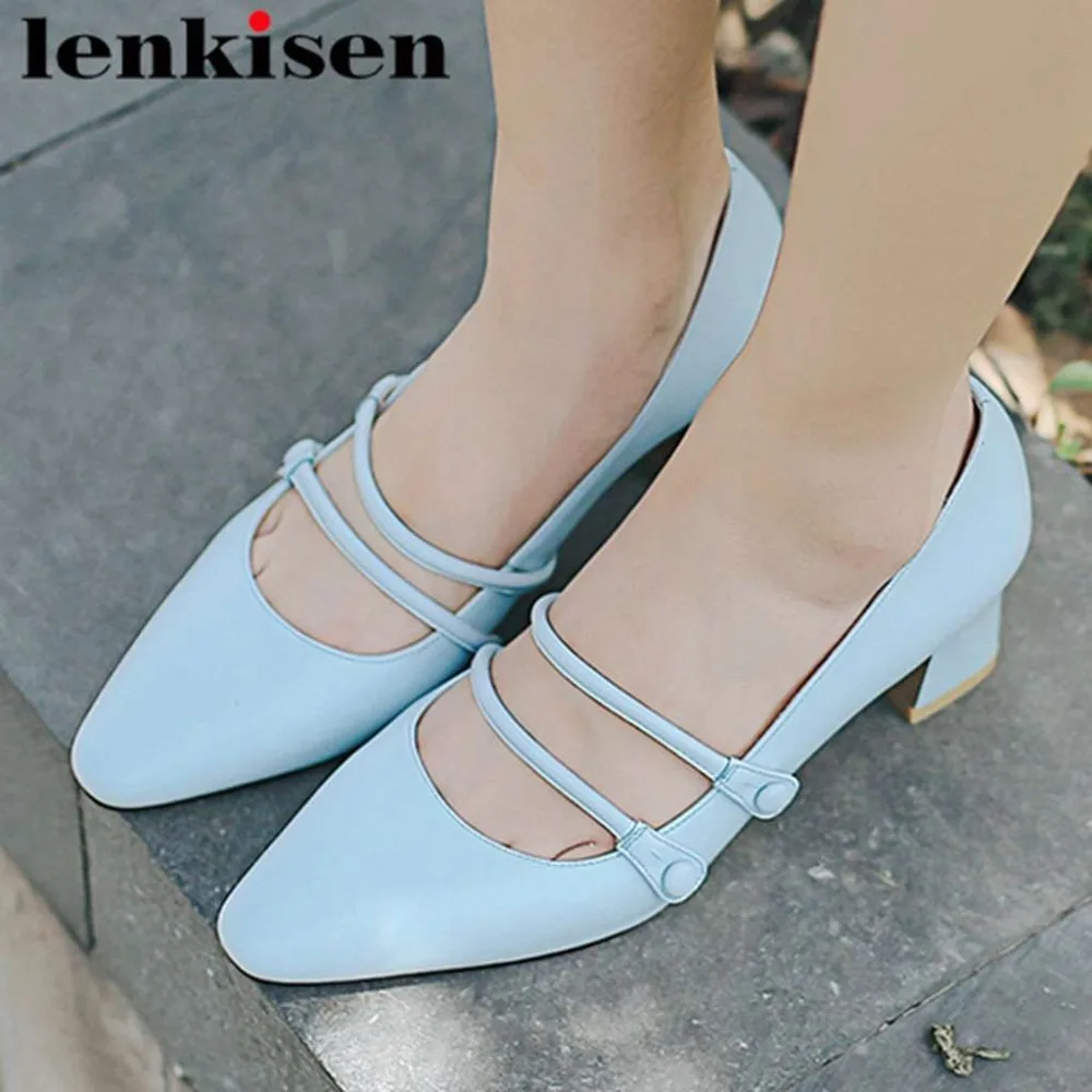 

2019 Spring Autumn brand young lady high quality celebrity party med heels slip on square toe natural leather leisure pumps L82