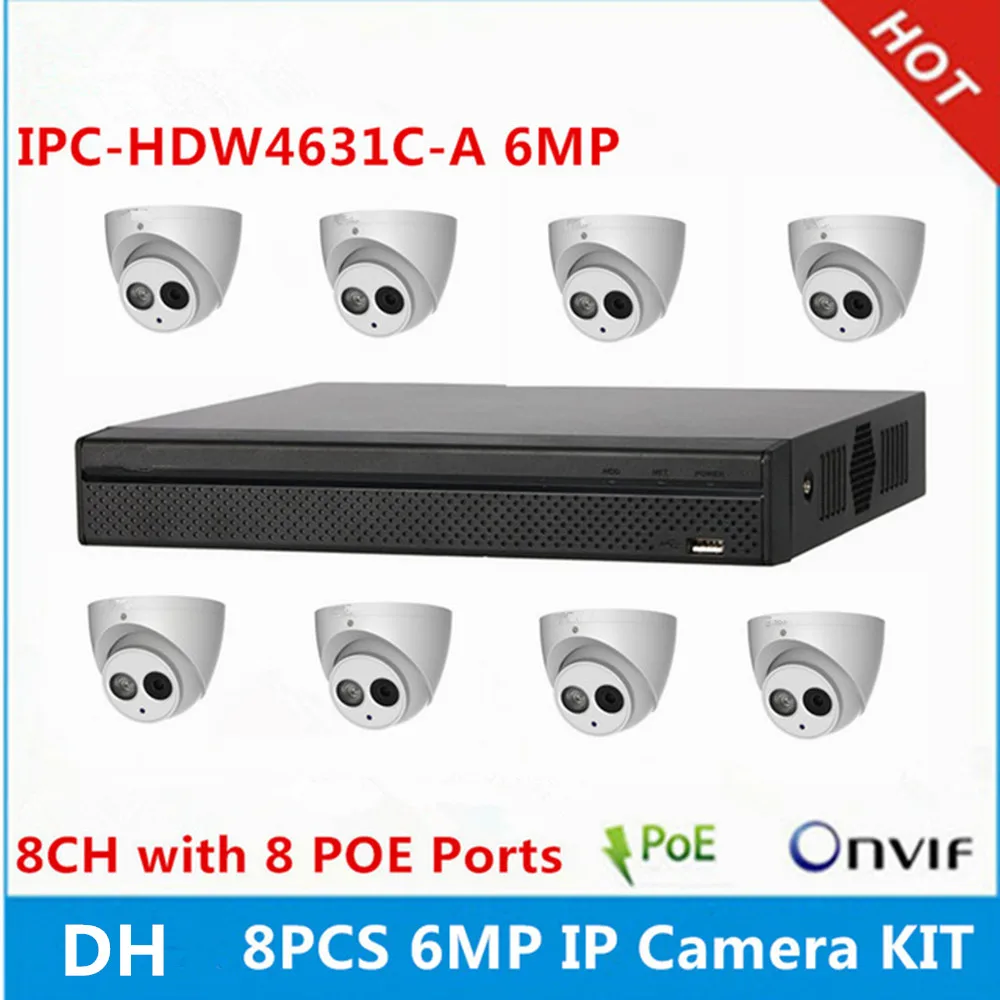 

DH 6MP Cameras Kit: 8channel NVR2108HS-8P-HDS3 8CH with 8 POE ports 4k NVR & 8pcs 6MP IPC-HDW4631C-A 6MP Built-in MIC