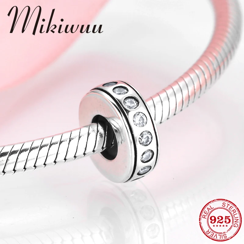 

New 925 Sterling Silver fine like crystal clear CZ Stopper spacer beads Jewelry making Fit Original Pandora Charm Bracelet