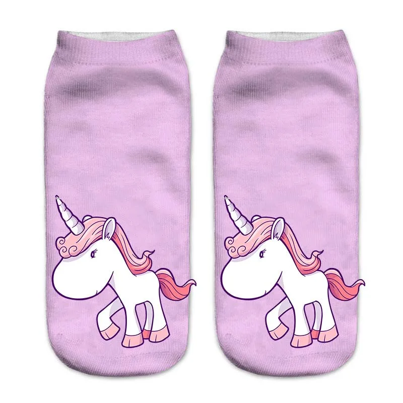 Trend Cute 3D Print Socks Women Ankle Socks Cartoon Animal Unicorn 3D Printing Sock Art Socks female - Цвет: 7