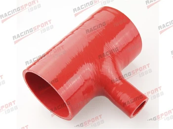 

50.8mm 2" T Piece Dump Valve Silicone Hose -Rubber Coolant Joiner Pipe Tee SILT-2-1 red