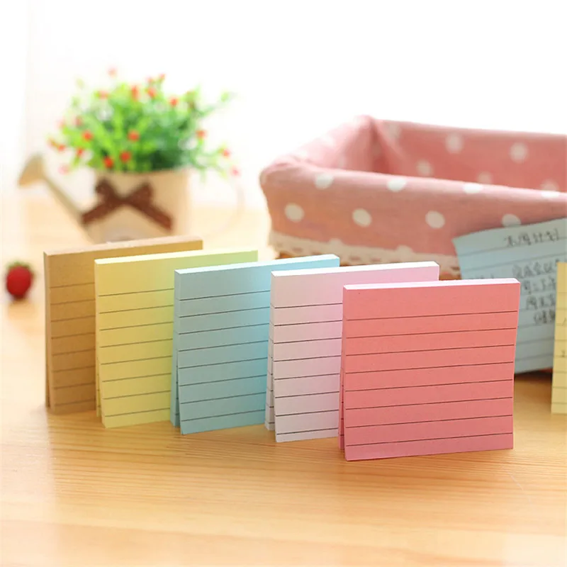 

Hot Sale High Quality Simple horizontal line small note book Candy color square message note Sticker Notepad Stationery