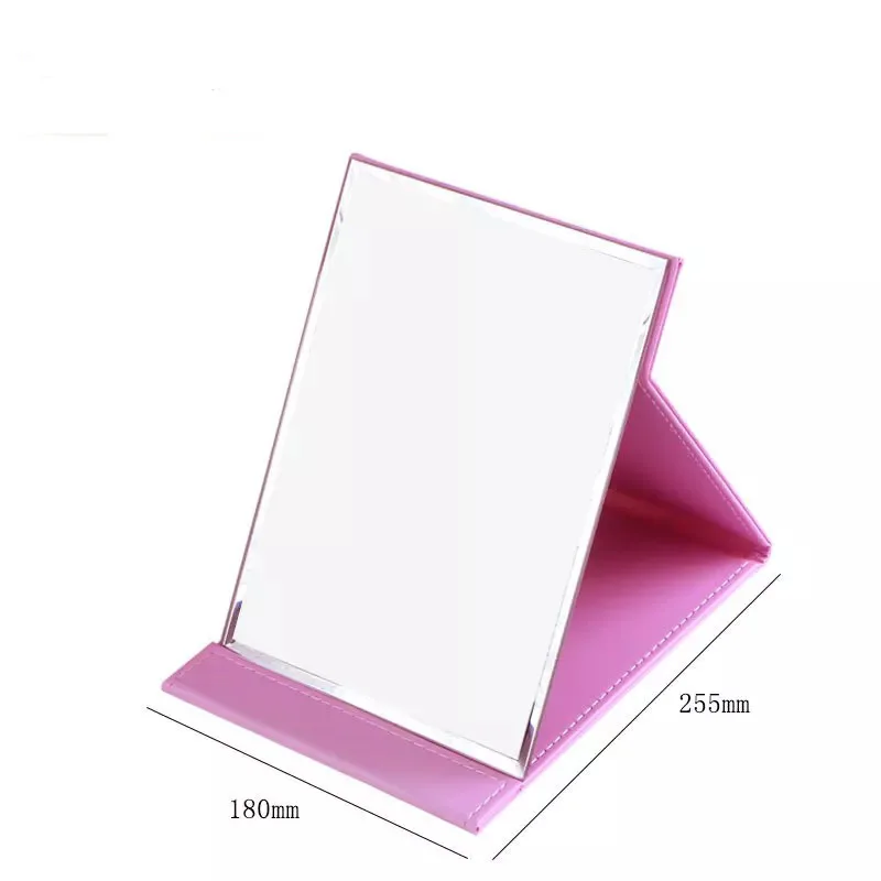 Складное зеркало для макияжа, настольное высококлассное туалетное hd зеркало, портативное квадратное зеркало принцессы с высоким разрешением - Цвет: Pink large