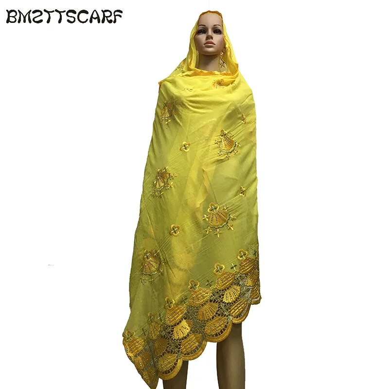 2019 Latest African scarfs,muslim embroidery cotton scarf 100 cotton big size cotton scarf for