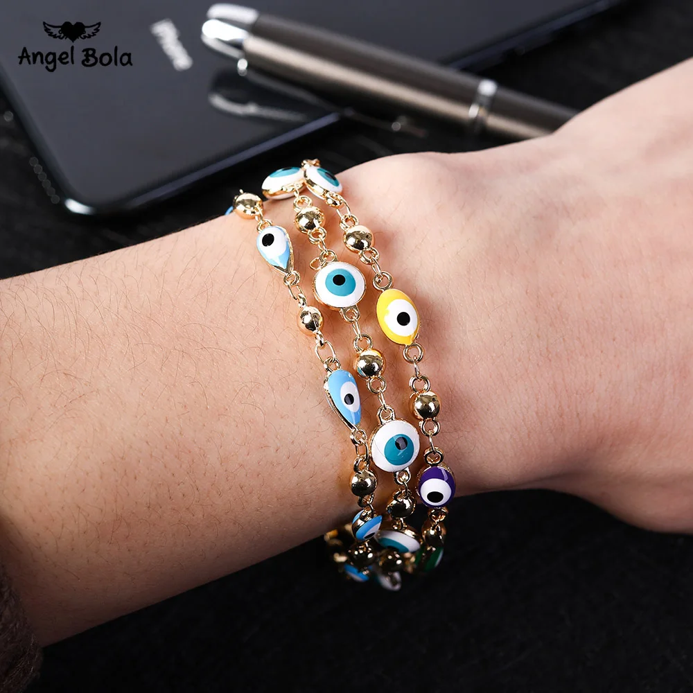 

Gold Color Plated Blue Evil Eye Crystal Muslim Charm Islam Bracelets for Women Fashion Jewelry 3 Turkish Blue Eye Bracelet