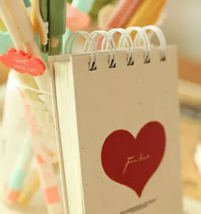 Kawaii heart mini coil блокнот дневник карманный портативный блокнот планировщик sketchbook offce школьные принадлежности корейский papelaria