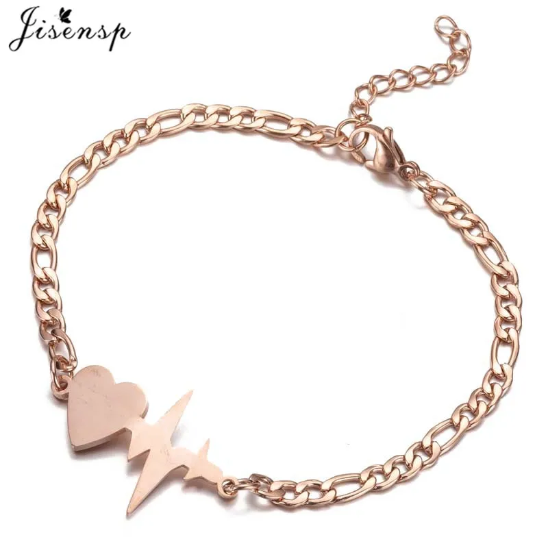 Jisensp браслет с сердцебиением из нержавеющей стали для женщин кардиограмма стетоскоп шарм браслеты специальные подарки для доктора медсестры ювелирные изделия - Окраска металла: bracelet rose gold