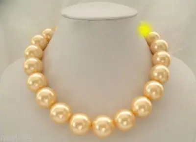 

FREE SHIPPINGRare Huge 16mm Genuine South Sea Yellow Shell Pearl Necklace 18'' AAA+++