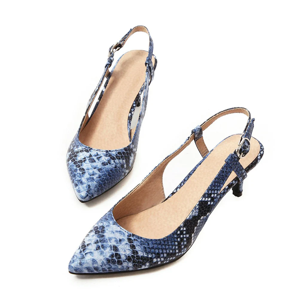 Women's Elegant Snake Print High Heels Blue