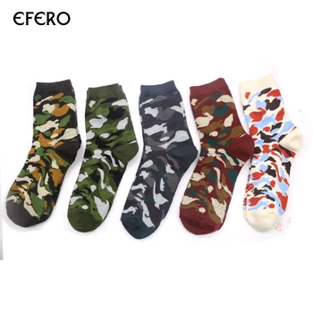 

efero 1pair New Autumn And Winter Men's Socks Meias Cotton Men Novelty Socks Art Classic Camouflage Tube Men Socks Calcetines