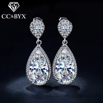 

Drop Earrings For Women Luxury Big Shine Water Drop CZ Stone Bridal Dangle Earring Fashion Party Wedding Jewelry Crystal E040