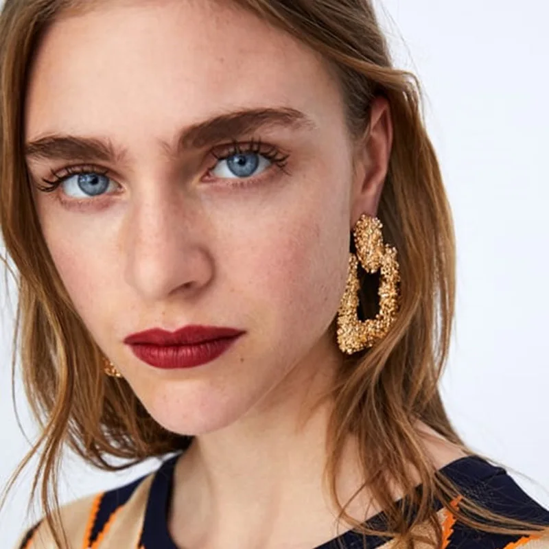 

New Fashion Earrings Rose Earrings Geometric Modeling Exaggerated Metal Female Earrings For Women Selling Jewelry Wholesale