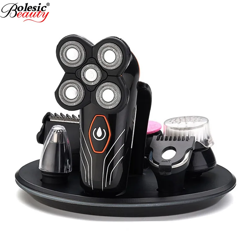 

5 in 1 Men's Grooming Set Wet/Dry Waterproof Hair Trimmer Facial Brush Hair Razor Rechargeable Cordless Electric Shaver