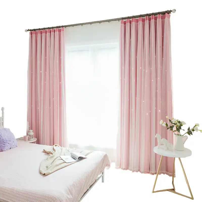Hollow Star Pink Blackout Curtains for Living Room Bedroom ... on {keyword}
