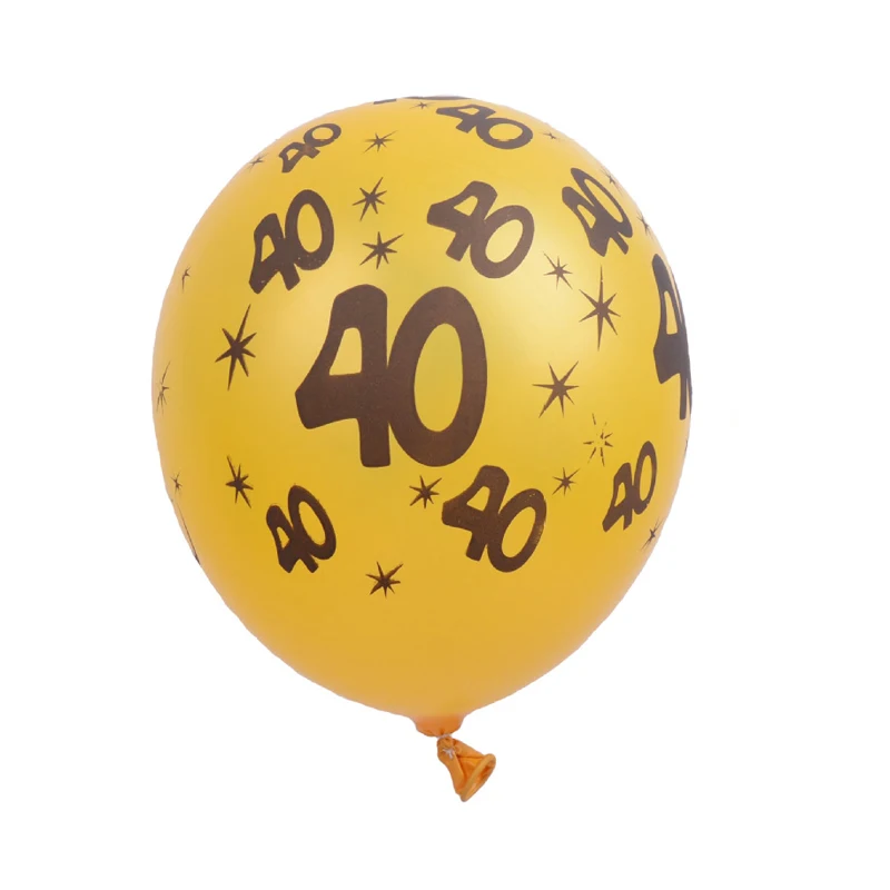 10Pcs/Lot 12" DIY  Black and Gold Happy Birthday Age Number Helium Latex Balloon Decor