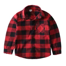 Kids girls red black plaid turn down collar shirts font b boy b font long sleeve