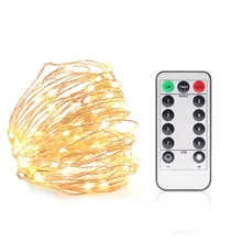 10 м медная проволока Фея светодиодная гирлянда 8 режимов пульт дистанционного управления Рождественская гирлянда сказочные Огни наружное водонепроницаемое праздничное освещение