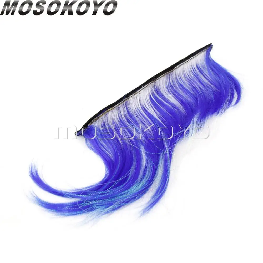 Мотоциклетный панк Байкерский шлем Mohawk Прикрепленный длинные волосы перо Casco Mohawks стикер открытый - Цвет: blue white