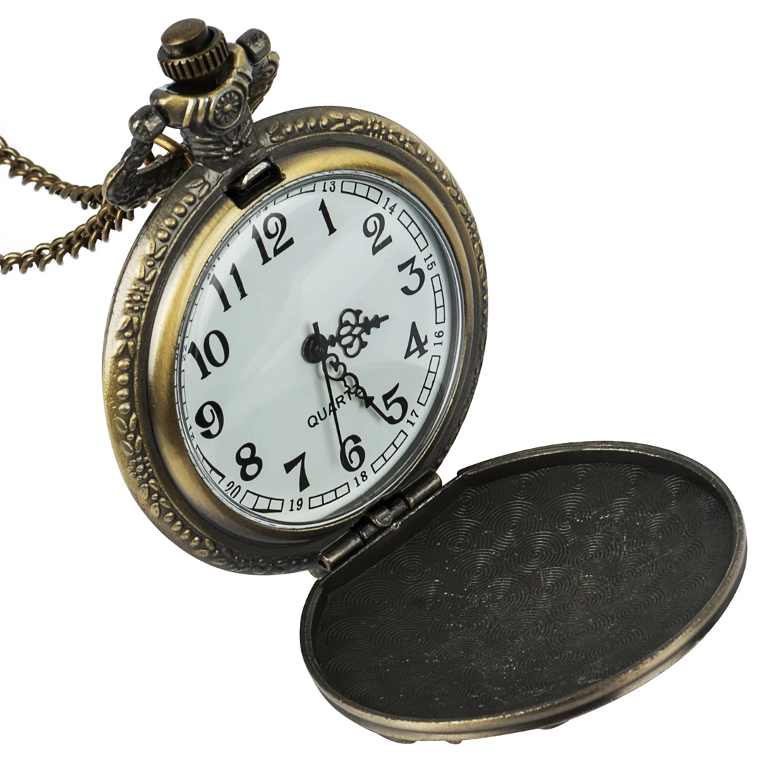 

Vintage Quartz Pocket Watch Carp Pattern Flip Cover Alloy Chain Pendant Watches Men Women Gift