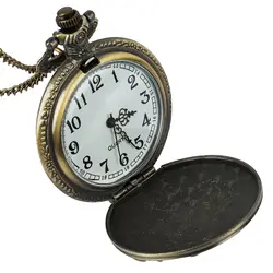 Винтаж кварцевые карманные часы Карп обратная крышка шаблона сплава цепи кулон часы для мужчин для женщин подарок