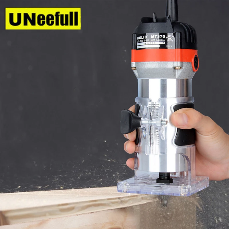 

Uneefull 220V 35000RPM 530W Electric Hand Trimmer Wood Edge 1/4'' Wood Router Trimmer Router Tools for Woodworking Drilling Tool