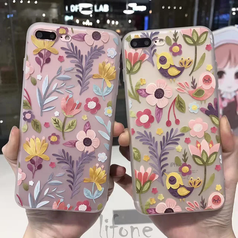Новый ультра тонкий 3D рельефный милый чехол для iPhone 7 6 6S Plus мягкий силиконовый