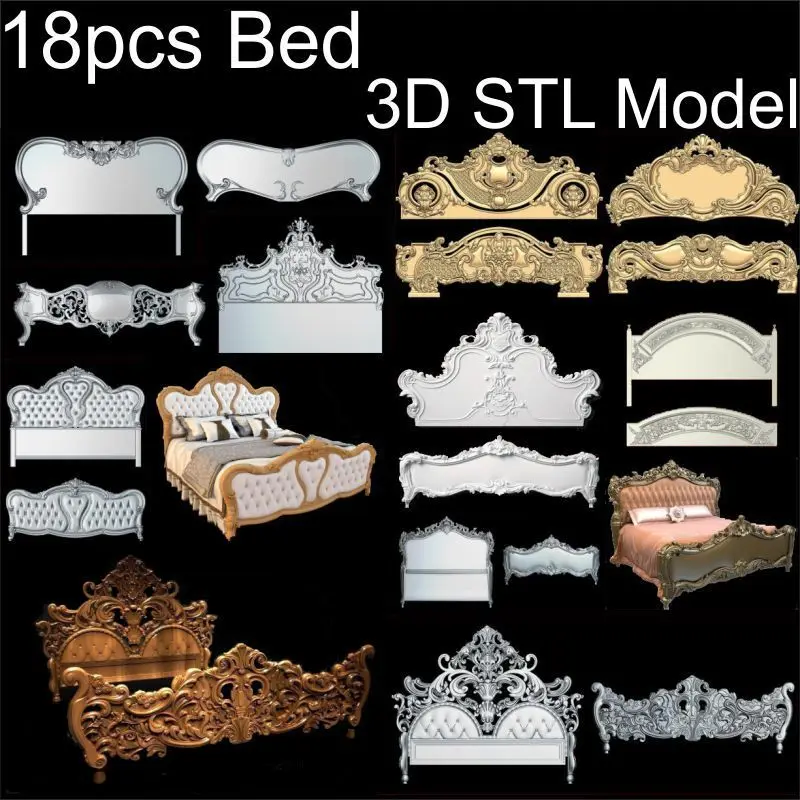 18 шт. кровати 3d модель STL рельеф для ЧПУ формат stl artcam vectric aspire|stl relief|3d model stlmodel |