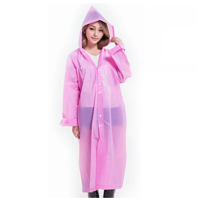 Fashion Women EVA Transparent Raincoat Poncho Portable Environmental Light Raincoat Long Use Rain Coat DTT88