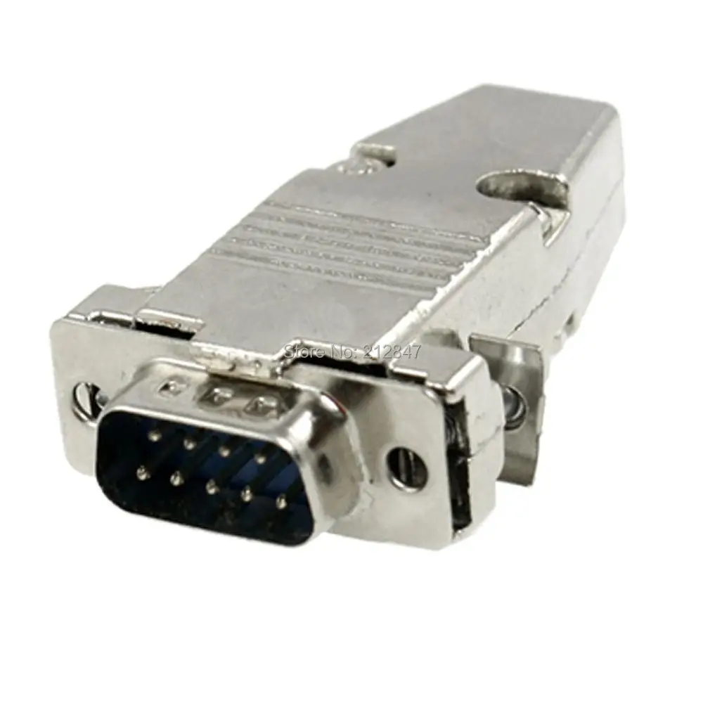 DB9 RS232 Serial 9 Pin Connector Metal Cover Shell Hood-in Connectors