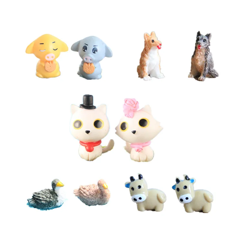 

10Pcs/Lot Cute Fairy Animals Moss Micro Landscape Resin Craft Ornament Figurine Decoration