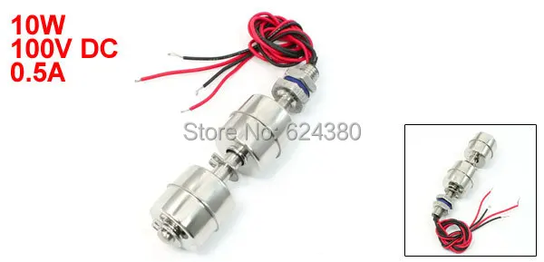 

ZS10010-2 Vertical Stainless Steel Fish Tank Pool Liquid Water Level Sensor 2 Double Dual Balls Float Switch