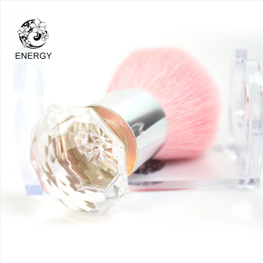 Профессиональные кисти для макияжа бренда ENERGY розовые из козьей шерсти Brochas