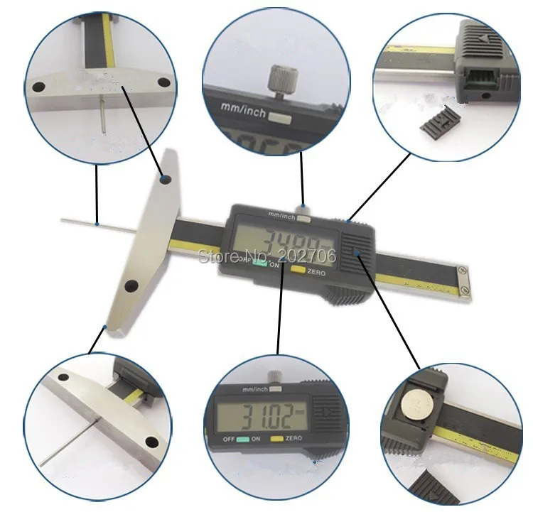 100 мм Цифровой измеритель глубины с тонким стержнем электронный датчик глубины протектора шин 0-100 мм Цифровой тонким стержнем датчик глубины s