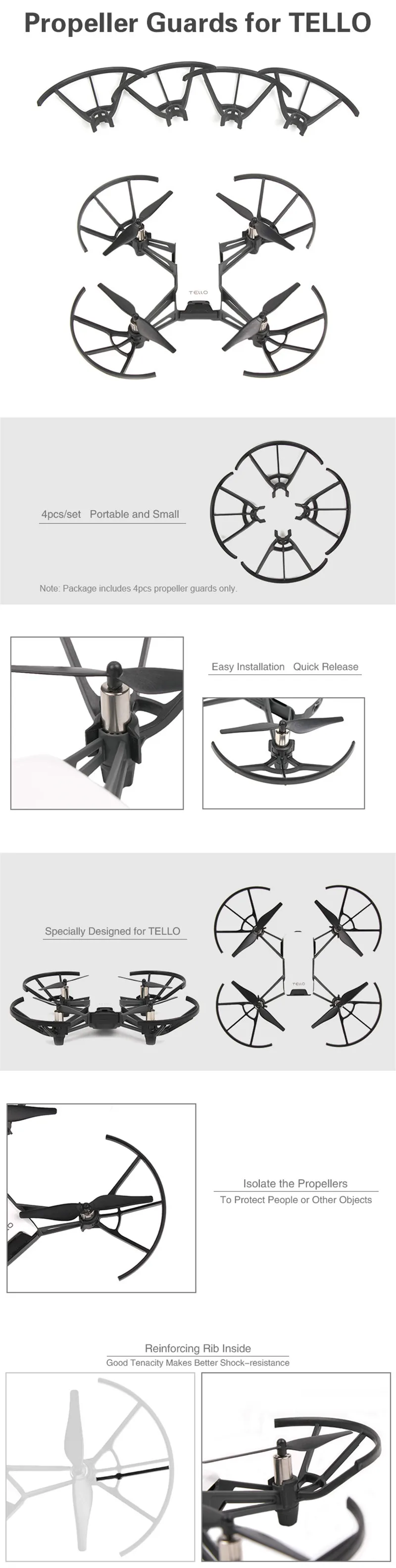 4 шт./комплект защита пропеллеров Защитная крышка для DJI TELLO пропеллер Дрон Квадрокоптер самолет запасные части