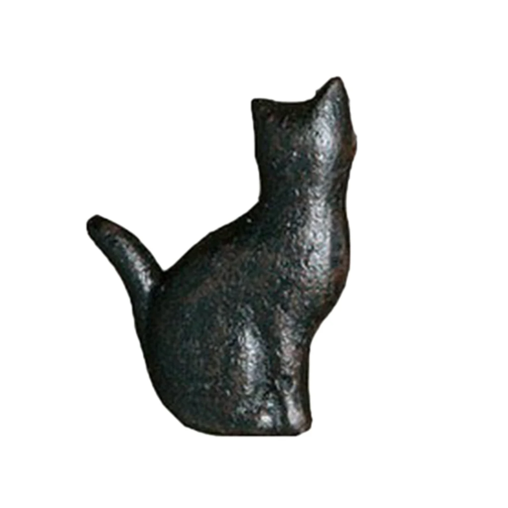 Cast Iron Matt Black Cat Shaped Cupboard Drawer Knob Kitchen Cabinet Door Pull Knobs with Screws
