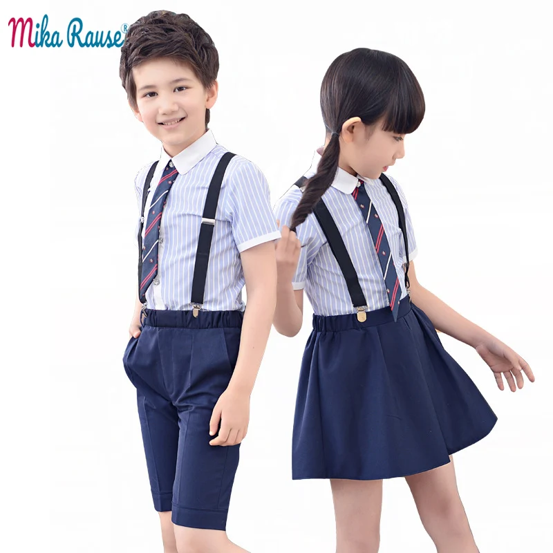 kids student boys clothes sets boy girl Clothing striped shirt plaid