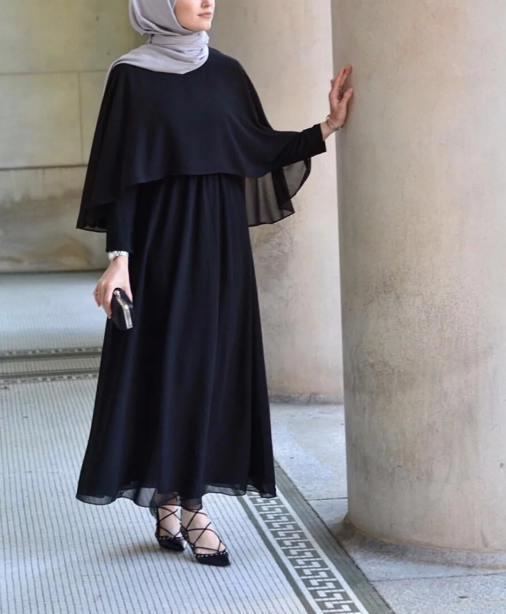 Мусульманское длинное платье пончо Abaya имитация двух частей туника халат кимоно