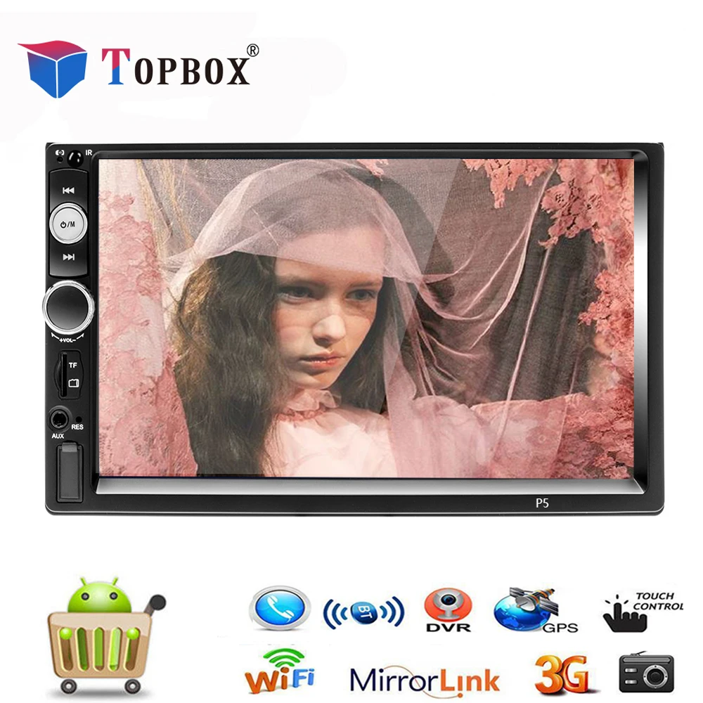 

Topbox Universal 2 Din 7'' HD Car Multimedia Player Bluetooth 4.2 Autoradio FM AUX USB SD DVR Touch Screen Support Rear View