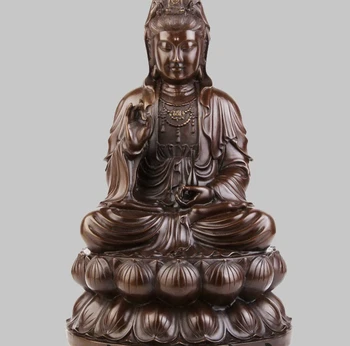 

12" China Tibet Bronze Sit Lotus Guanyin Kwan-yin Bodhisattva Brass Statue #3