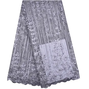 

2018 Gray African Lace Fabric For Party Dress Good Looking Fashion French Net Lace Fabric For Sewing Material S1245