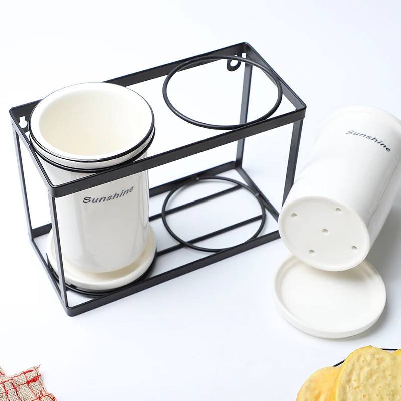  Ceramic Tableware Rack Mutfak Chopsticks Barrel Wall Hanging Cage Drain Rack Creative Household Kit