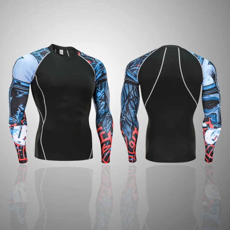 Новое мужское и женское термобелье для бега функциональное компрессионное спортивное белье MMA rashgard комплект из 2 предметов, Спортивная футболка, спортивные костюмы
